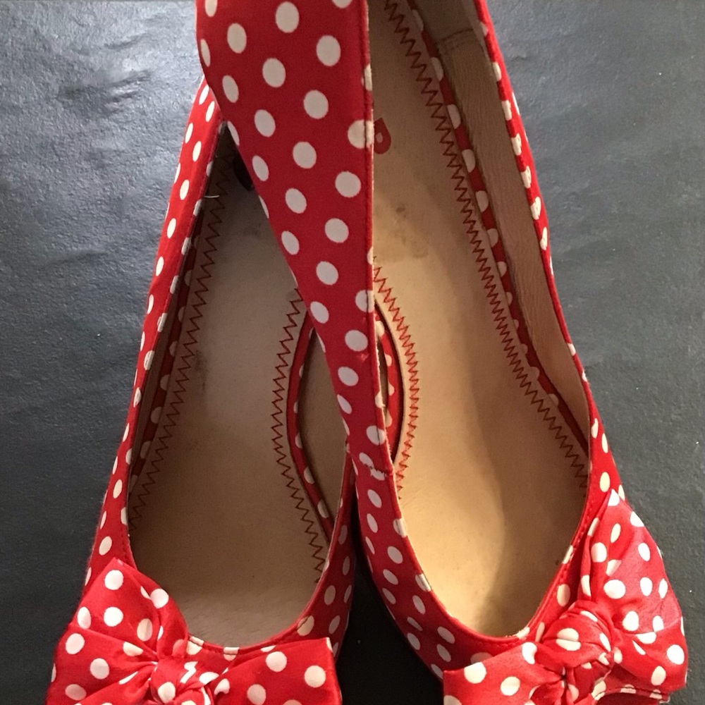 BP Fabulous Red Polka Dot heels size 9